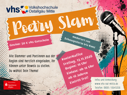 Poetry Slam Marktoberdorf - Zeige deine Zeilen! Öffentlicher Wettbewerb